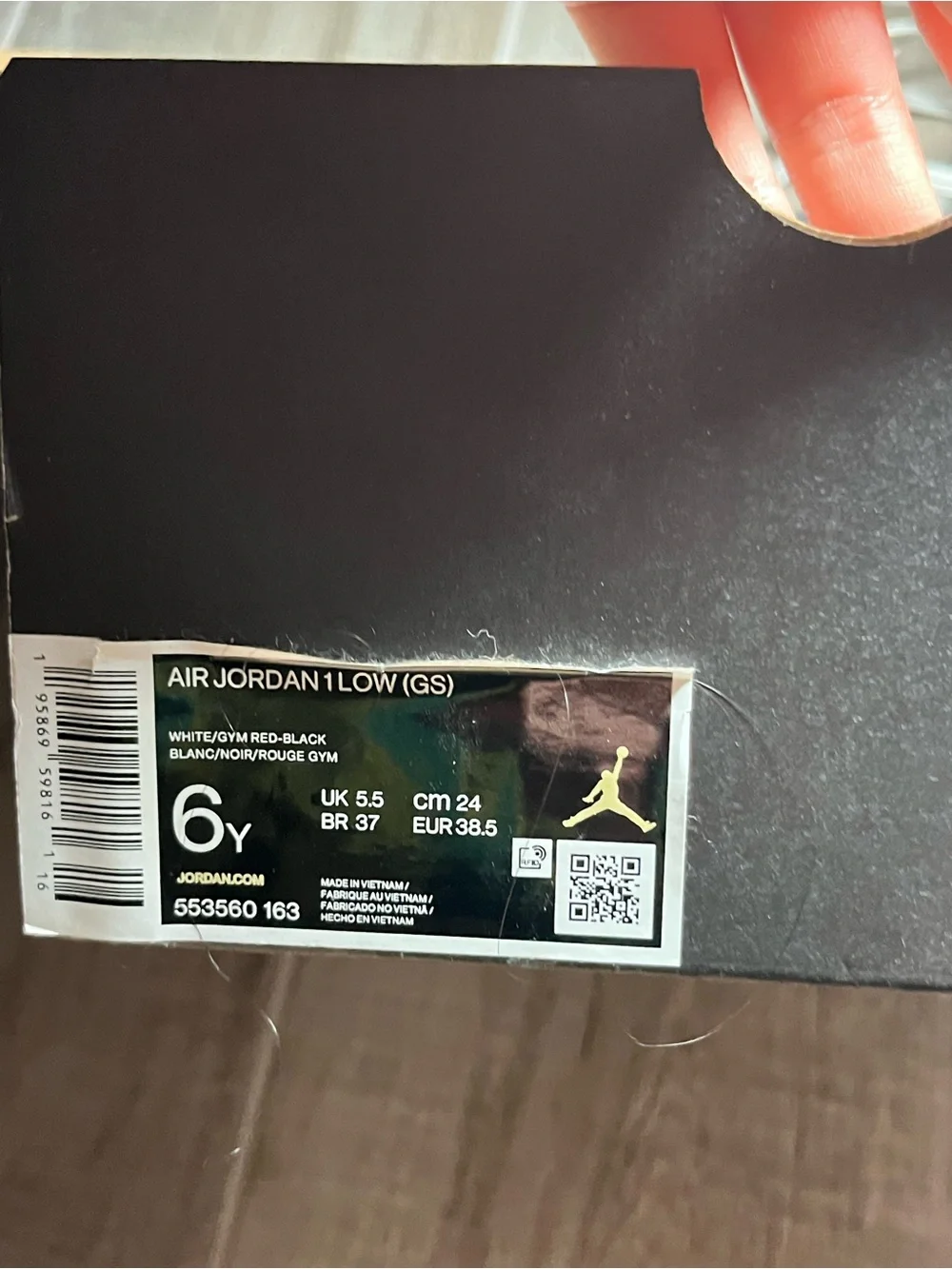 Jordan Kids Red, White & Black Low-Top Sneakers